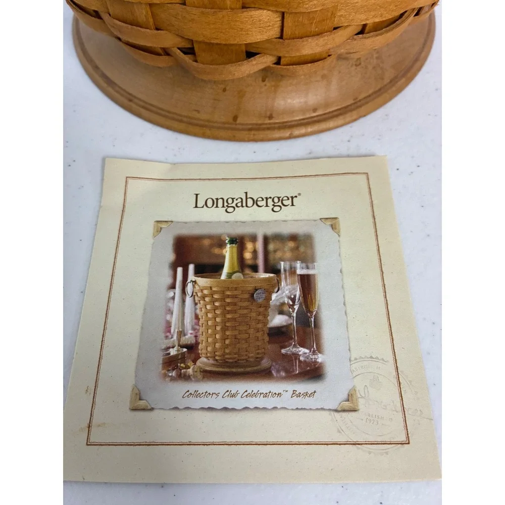Longaberger Collectors Club Celebration Basket Signed Wood Base Ring Handles 9in
